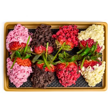 H-E-B Bakery Gourmet Chocolate-Dipped Strawberries - Variety Curls, 8 ct