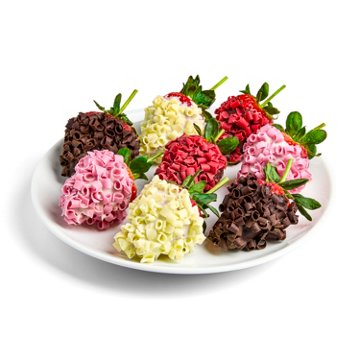 H-E-B Bakery Gourmet Chocolate-Dipped Strawberries - Variety Curls, 8 ct