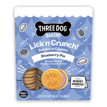 Three Dog Bakery Lick'n Crunch Sandwich Cookies - Blueberry Pie, 13 oz
