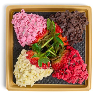 H-E-B Bakery Gourmet Chocolate-Dipped Strawberries - Variety Curls, 4 ct