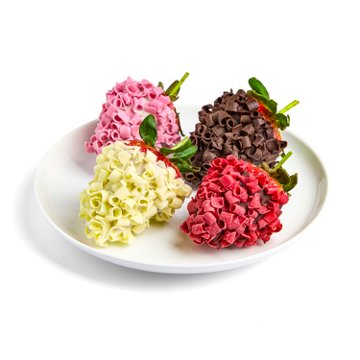 H-E-B Bakery Gourmet Chocolate-Dipped Strawberries - Variety Curls, 4 ct