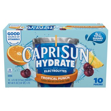 Capri Sun Hydrate with Electrolytes Tropical Punch Drink Pouches, 10 pk