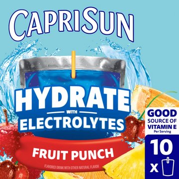 Capri Sun Hydrate with Electrolytes Fruit Punch Drink Pouches, 10 pk