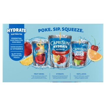 Capri Sun Hydrate with Electrolytes Fruit Punch Drink Pouches, 10 pk