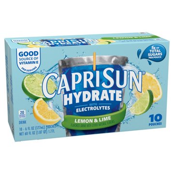 Capri Sun Hydrate with Electrolytes Lemon & Lime Drink Pouches, 10 pk