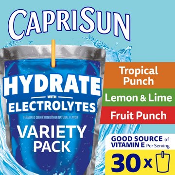 Capri Sun Hydrate with Electrolytes Drink Variety Pack 30 pk Pouches