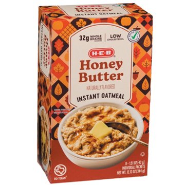 H-E-B Honey Butter Instant Oatmeal, 8 ct