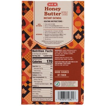 H-E-B Honey Butter Instant Oatmeal, 8 ct
