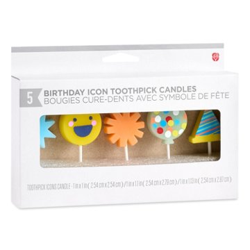 American Greetings 5 pk Colorful Birthday Icon Toothpick Candles