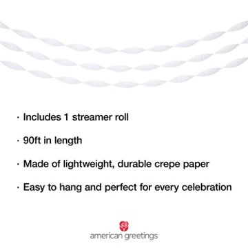 American Greetings White Crepe Paper Streamer