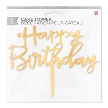 American Greetings Gold Happy Birthday Script Cake Topper