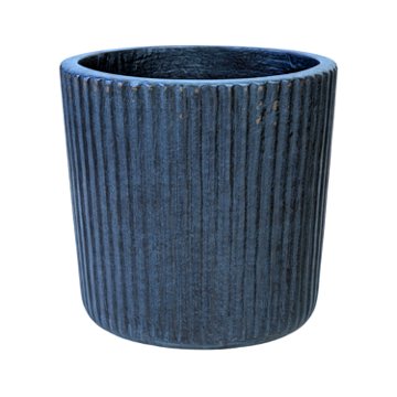 Blue Orange Pottery Medium Striped Clay Cylinder - Blue, 15'' x 12.5''