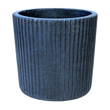 Blue Orange Pottery Large Striped Clay Cylinder - Blue, 18'' x 17''
