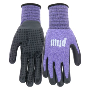 MUD Women's Nitrile Dot Palm Garden Glove - Violet, Medium/Large