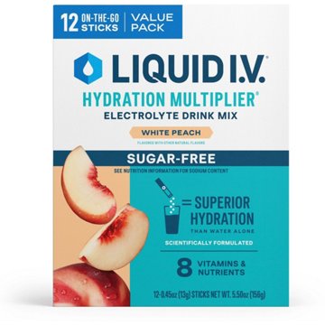 Liquid I.V. White Peach Hydration Multiplier Sugar Free Electrolyte Drink Mix