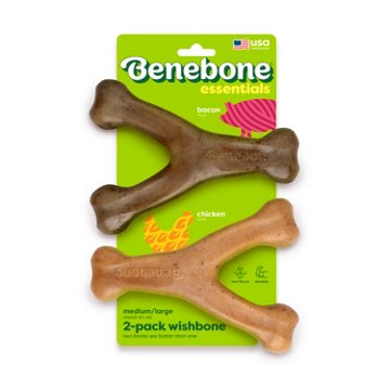 Benebone Essentials Wishbone Dog Chew - Bacon and Chicken - M/L, 2 ct