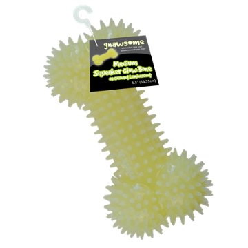 Gnawsome Glow in Dark Squeaker Bone Spiky Dog Toy