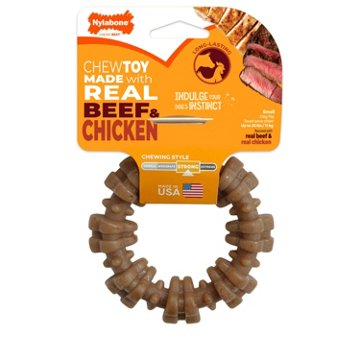 Nylabone Textured Ring Dog Chew Toy - Beef and Chicken