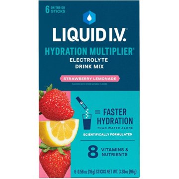 Liquid I.V. Strawberry Lemonade Hydration Multiplier Electrolyte Drink Mix, 6 ct