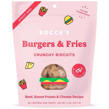 Bocce's Crunchy Dog Biscuits - Burgers & Fries, 5 oz