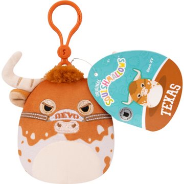 Squishmallows University of Texas Bevo XV Plush Squish Bag Clip