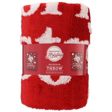 Destination Holiday 100% Polyester Merry Christmas Throw Blanket, 50" x 60"