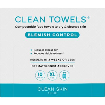 Clean Skin Club Disposable XL Clean Towels Blemish Control, Travel Pack, 10 ct