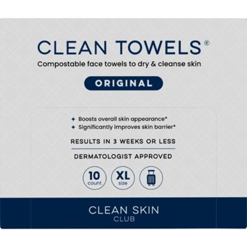 Clean Skin Club Disposable XL Clean Towels Original, Travel Pack, 10 ct