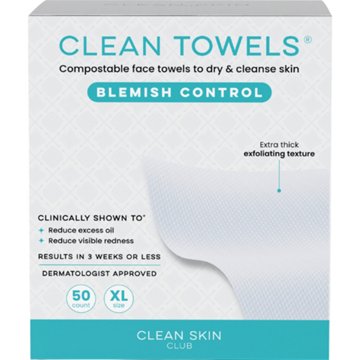 Clean Skin Club Disposable XL Clean Towels Blemish Control, 50 ct