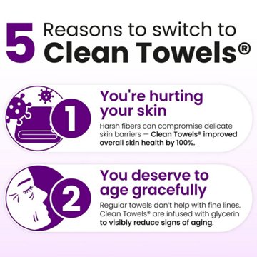 Clean Skin Club Disposable XL Clean Towels Healthy Aging, 50 ct