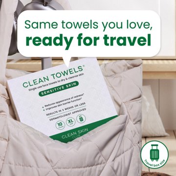 Clean Skin Club Disposable XL Clean Towels Sensitive Skin, Travel Pack, 10 ct