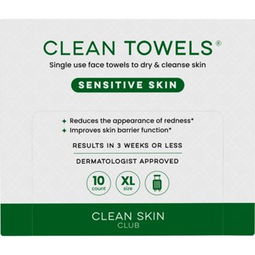 Clean Skin Club Disposable XL Clean Towels Sensitive Skin, Travel Pack, 10 ct