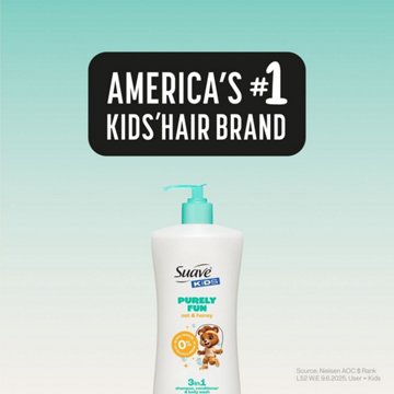 Suave Kids Purely Fun 3-In-1 Shampoo, Conditioner & Body Wash - Oat & Honey, 28 oz