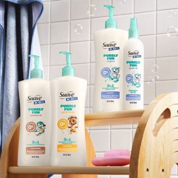 Suave Kids Purely Fun 3-In-1 Shampoo, Conditioner & Body Wash - Oat & Honey, 28 oz