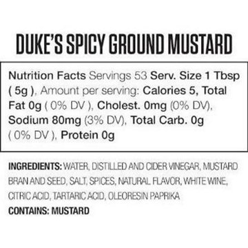 Duke's Spicy Ground Mustard, 9.5 oz