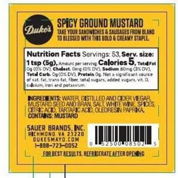 Duke's Spicy Ground Mustard, 9.5 oz