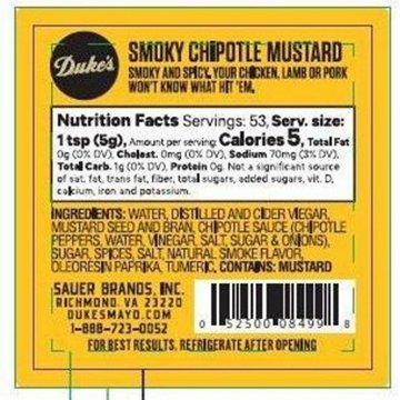 Duke's Smoky Chipotle Mustard, 9.5 oz