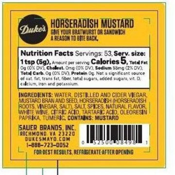 Duke's Horseradish Mustard, 9.5 oz