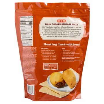 H-E-B Fully Cooked Maple Breakfast Sausage Rolls, 12 ct