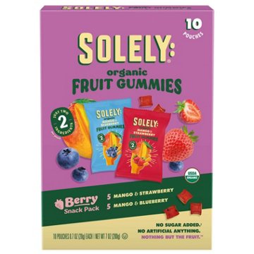 Solely Organic Fruit Gummies Berry Snack Pack, 10 ct