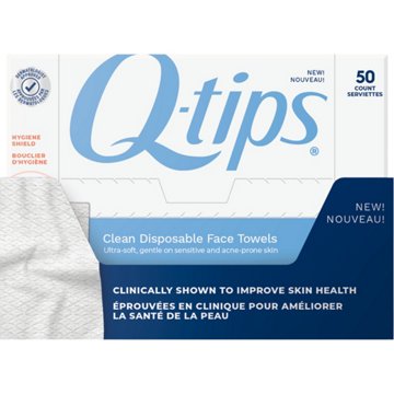 Q-Tips Clean Disposable Face Towels, 50 ct