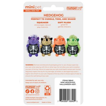 Multipet Mini Squeaker Halloween Hedgehog Dog Toy - Assorted Colors, 4"