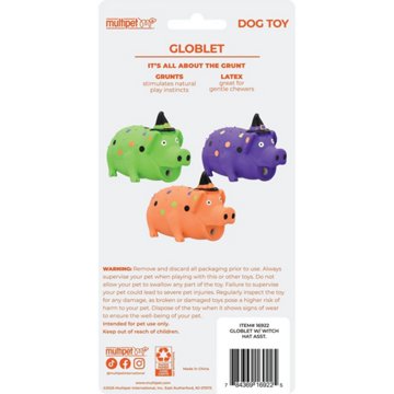 Multipet Latex Halloween Goblet with Witch Hat Dog Toy - Assorted Colors, 7.5"