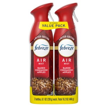 Febreze Air Mist Freshener Odor Fighting Room Spray - Baked Cinnamon Apples, 2 ct