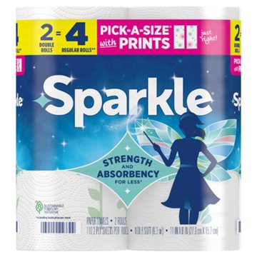 Sparkle Printed Pick-A-Size Paper Towels, 2 Double Rolls