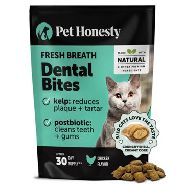 Pet Honesty Fresh Breath Cat Dental Bites - Chicken Flavor, 3.7 oz