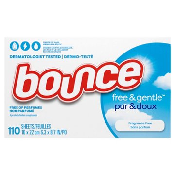 Bounce Fabric Softener Dryer Sheets - Free & Gentle Fragrance Free