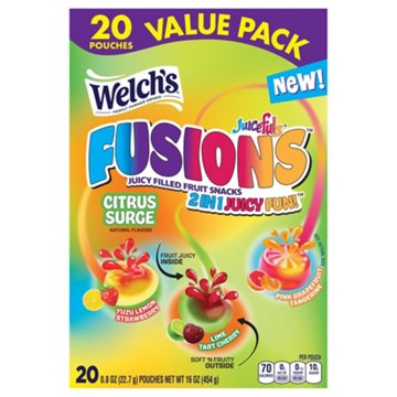 Welch's Juicefuls Fusions Citrus Surge Fruit Snacks Value Pack, 20 ct