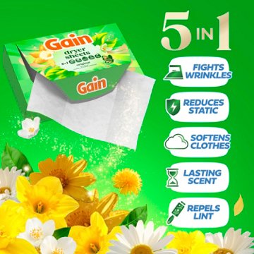 Gain Laundry Dryer Sheets Fabric Softener Anti Static Sheets - Original Scent