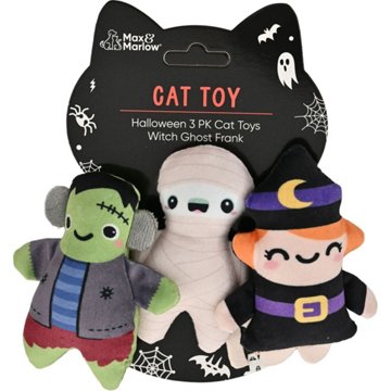 Max & Marlow Witch, Ghost & Frankenstein Halloween Cat Toys, 3 pk